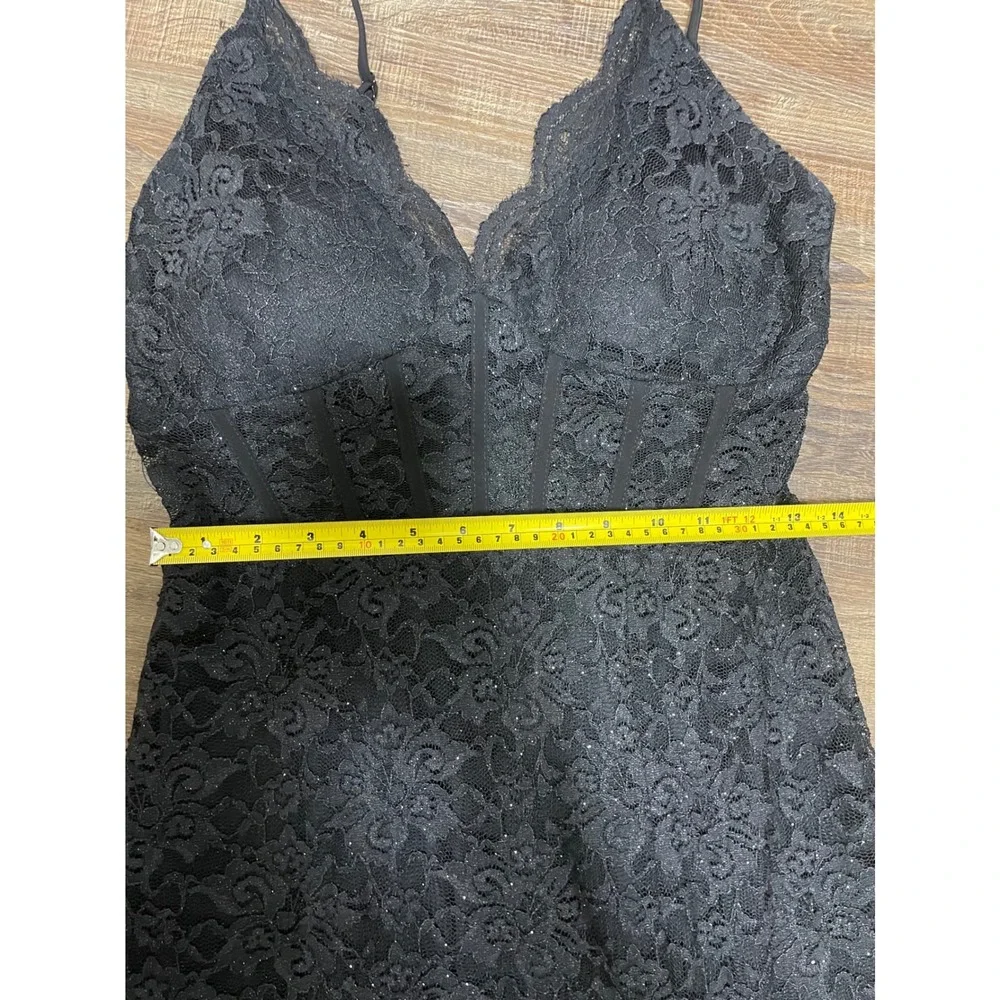 Lace Black Maxi Dress Formal Party Evening‎ Sleeveless Sexy Gown Junior Size 13